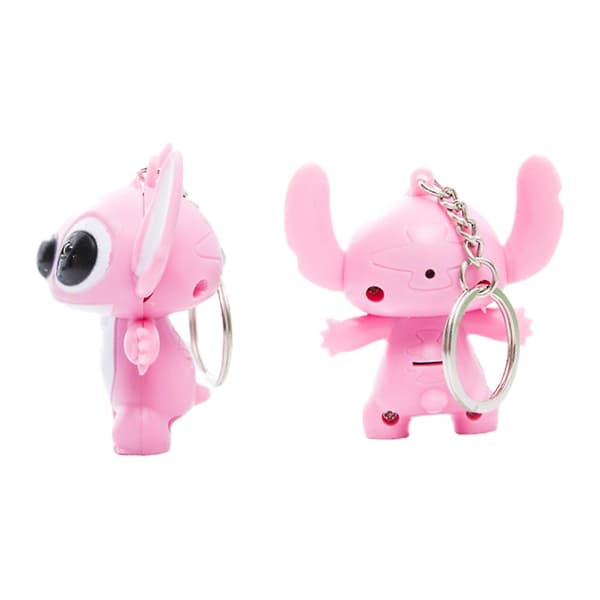 Lysende Stitch Legetøjs Vedhæng Nøglering Lydende Nøglering Ring Nøglering Par Gave 1Pc Pink