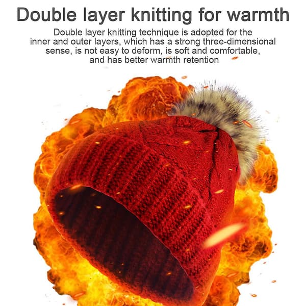 Mössa för kvinnor män vintermössa damer Cuffed Beanies mössa varm mössor röd red