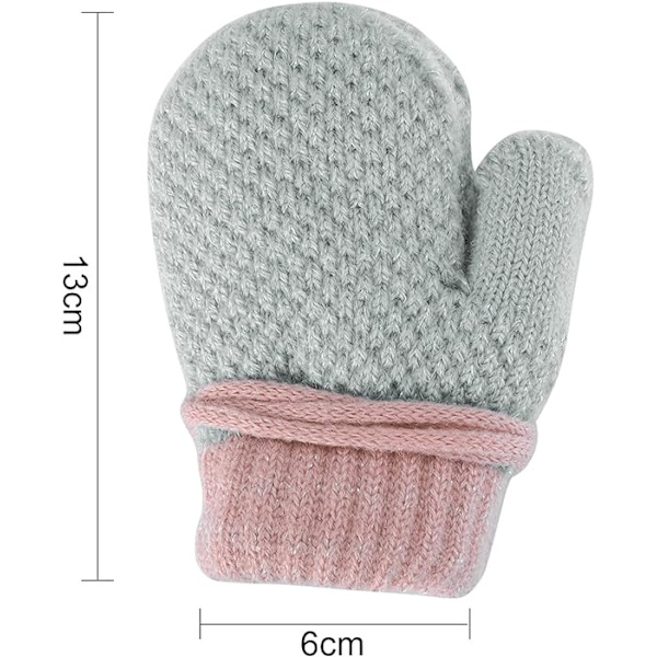 Toddler Baby Söt Stickad Vantar med Snöre Varma Vantar Flickor Hängande Hals Full Finger Vantar Tjockare Varma Kashmirfoder Vantar Vinterhandskar