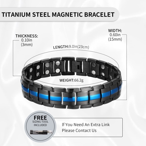 Magnetisk armbånd til mænd, titanium stål magnetisk link armbånd til mænd, ultra styrke dobbelt række magnet armbånd