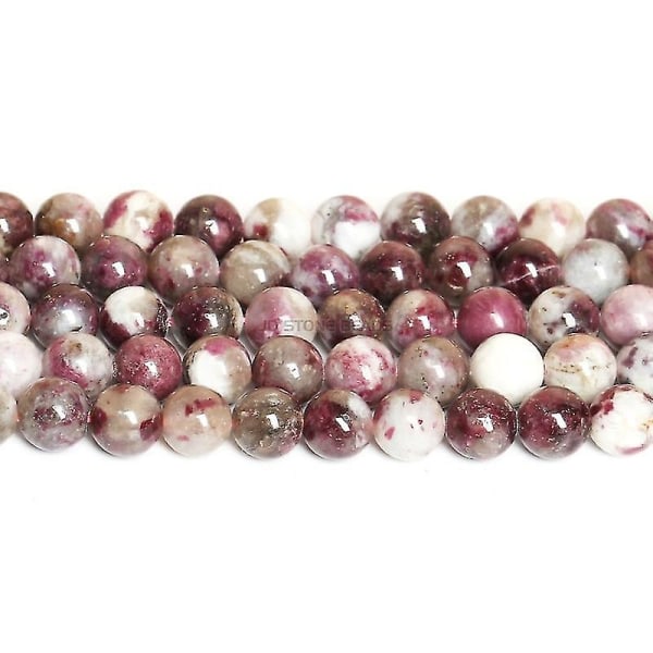 Naturlig sten plommon blomma turmalin äkta rund lös distans hälsosam ädelsten pärlor för smycken gör-det-själv armband tillbehör 7-8mm approx 46pcs Flower Tourmaline