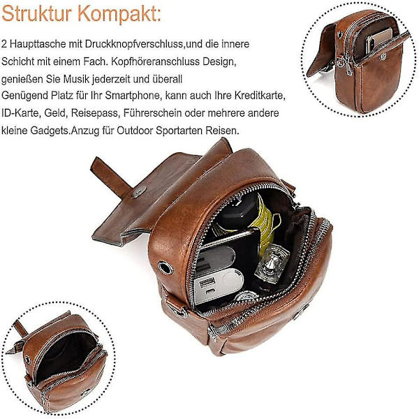 Kvinnors mobiltelefon axelväska Mini mobiltelefon väska Läder axelväska (hy)