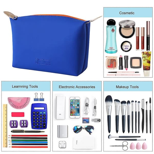 Kosmetiske tasker til kvinder Lille makeup taske med lynlås Make up taske til rejser Blue
