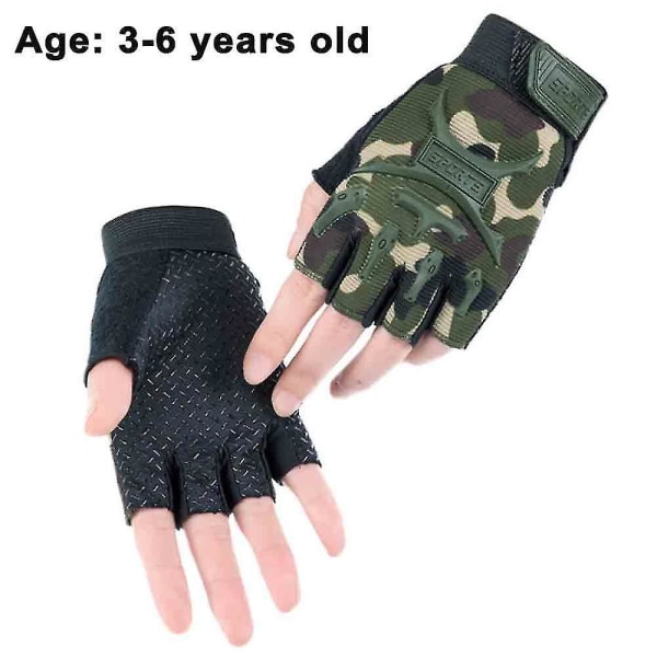 Barnens utomhussporthalvfingerhandskar halkfria andningsbara handskar 3 to 6 years old camouflage