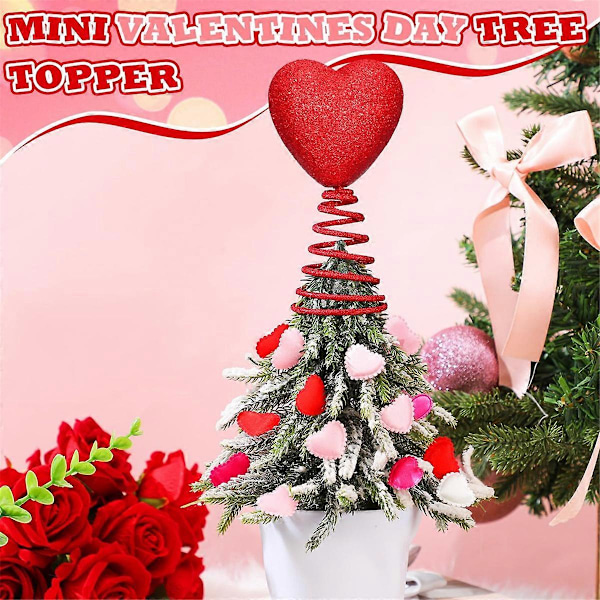 5 tommer Mini Valentinsdag Glitterhjerter for Mini Valentintrær Valentinsdag Hjertepynt