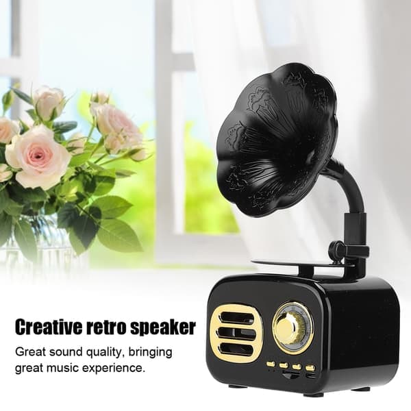 Mini Retro Bluetooth Smart Højttaler Bærbar Højttaler Musikafspiller til Stationær Computer Bærbar Sort