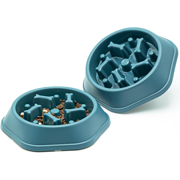 2pcs Dog Bowl Dog Slow Feeder Bowls Bloat Stop Food Bowl Interactive Puzzle Healthy Eating Bowl(2pcs,Navy blue)