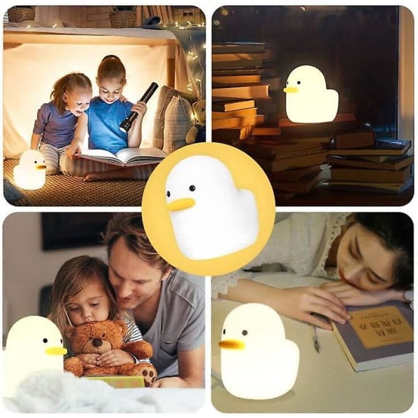 Ipalmay Home Night Lights til børn Usb genopladelige lamper, Abs+pc sengelampe til amning, Touch Control & timerindstilling, White Duck