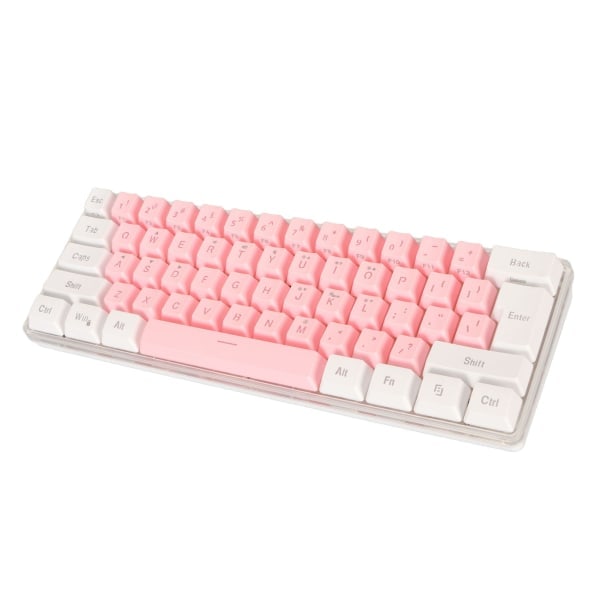 Kablet spilltastatur RGB Mini-tastatur Imitasjon mekanisk teknologi 61 taster kompakt tastatur for Gamer Skriver Hvit Rosa