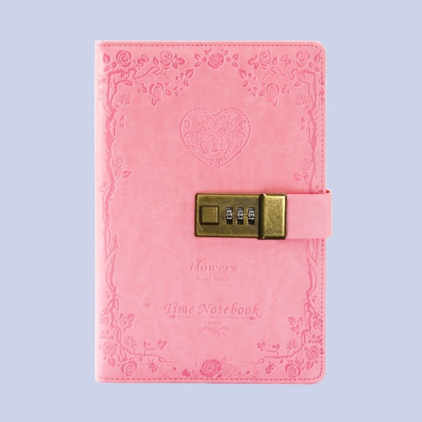 Dagbog med lås til piger - Læder kodeord låsning journal søde hemmelige dagbøger notesbog med A5 pink
