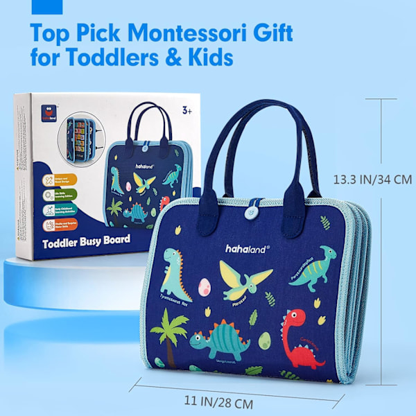 Travel Busy Board Montessori Leke for Småbarn 1 2 3 4 År Gamle Baby Sensoriske Lekebrett Sensoriske Leke for Babyer Førskoleutdannings Læringsleker Dinosaur