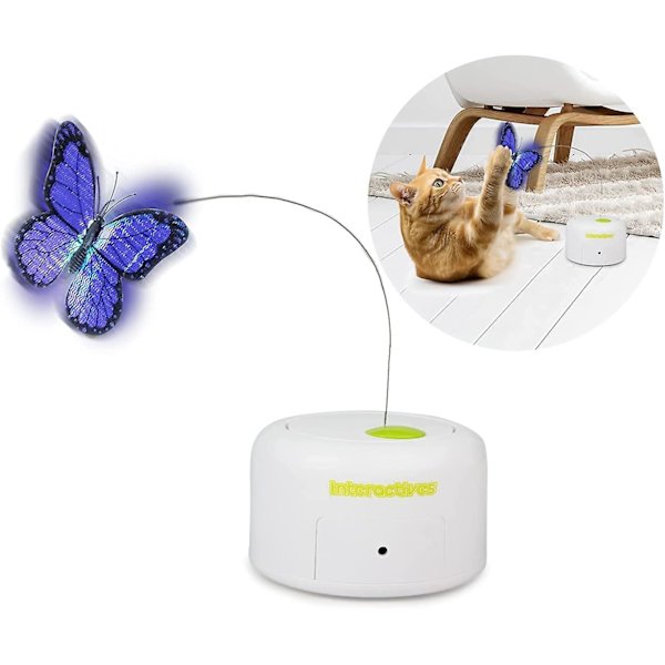Interaktiv rörelseaktiverad fjärilsleksak för katt - Flutter Bug Cat Wand Toy Heilwiy Gift