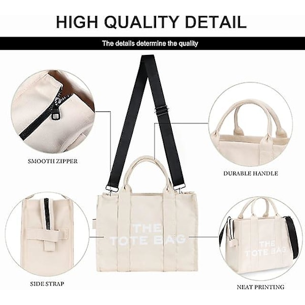 Canvas Tote Bag för kvinnor - Resväska Tote Bag Handväska med dragkedja Mode Axelväska