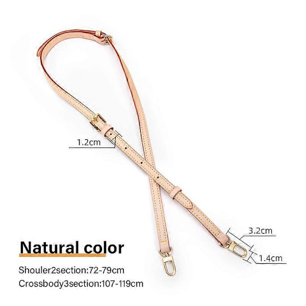 Nahkalaukun hihna Lv Speedy -olkalaukkuihin 100 % pitkään vaihto-olkaimeen Säädettävät Crossbody-vyöt Laukun tarvikkeet Natural color 1.2cm