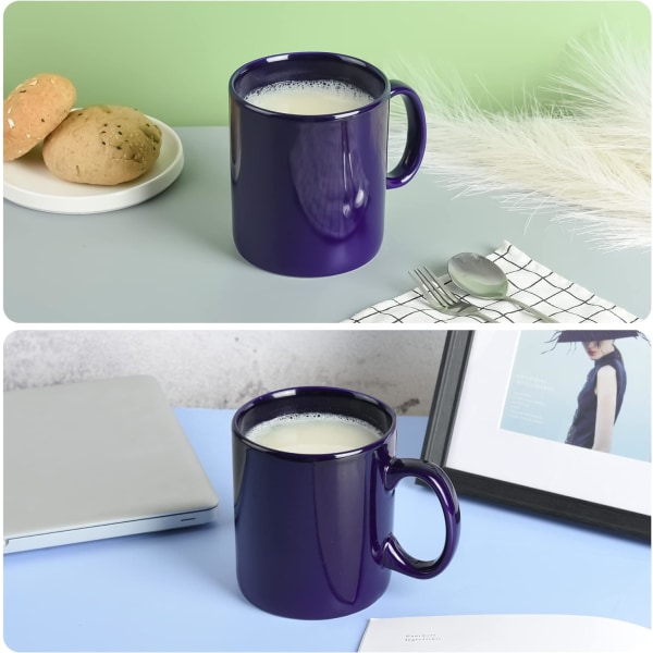 Ekstra stort keramisk kaffekrus med håndtag til kontoret og hjemmet (koboltblå)