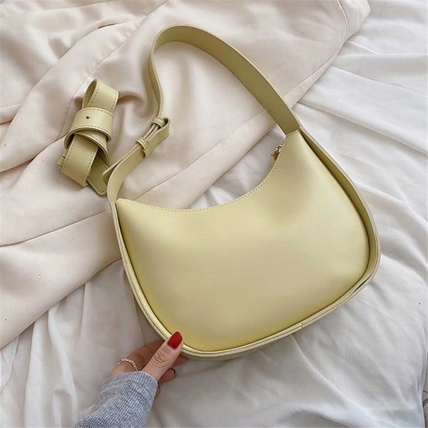 Muodin taivaansininen naisten käsilaukku PU-nahasta, pyöreä olkalaukku naisille, kesän kirkkaanvärinen naisten crossbody-laukku, yksinkertainen laukku 25cm-9cm-20cm Yellow Bag
