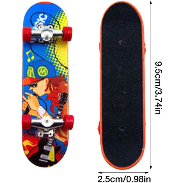 2 stk Mini Finger Skateboard | Printed Mini Finger Skateboarding | Creative fingertips Movement Mini Longboard Party, Skater Party Supplies Rekvisitter