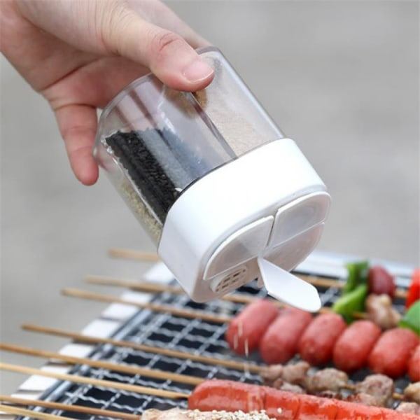 2-pack Campingkryddset, Resesalt- och pepparkvarnar Mini Transparent 4 fack för kök Resor Utomhusgrill