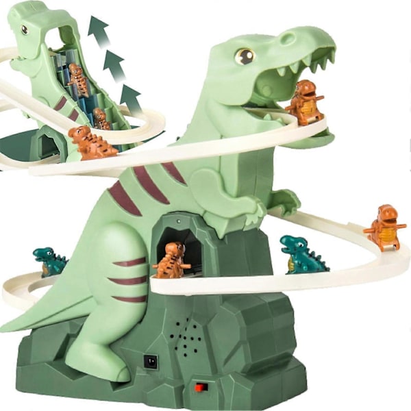 Elektrisk Dinosaur Racerbane Jagt Spil Bane Rutsjebane Legetøj Klatre Trapper Dinosaur Legetøj Musikalsk Lysende Pædagogisk Legetøj til Børn Fødselsdag Jul