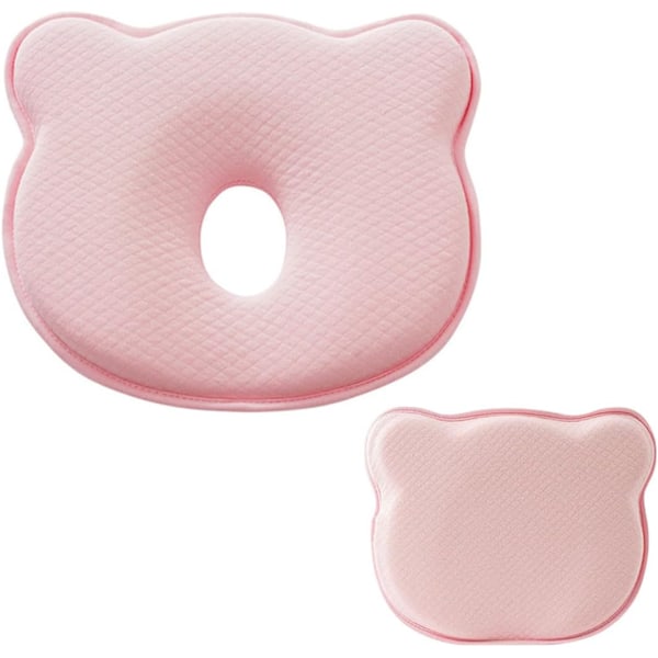 Babykudde spädbarns minnesskum rese kudde hjälper till att förebygga och behandla platt huvud syndrom minnesskum babykudde anti platt huvud Pink