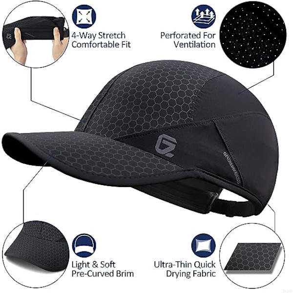 Stretch Sport Hat med mjuk brätte Lättvikt Snabbtorkande Andningsbar Löpkeps för Utomhusaktiviteter