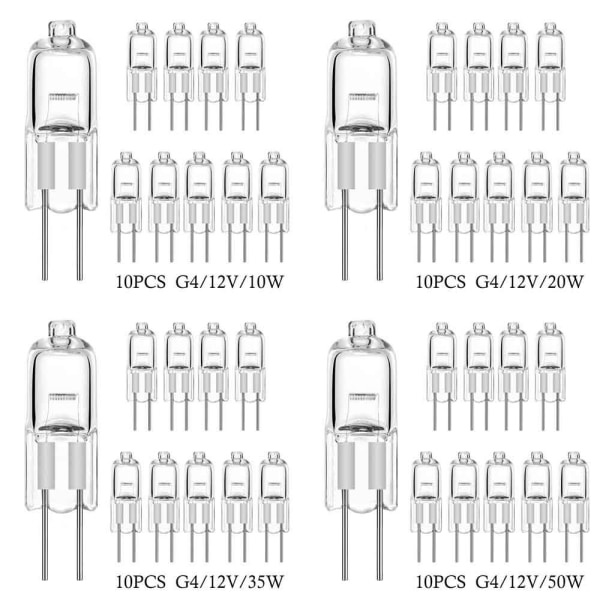 10 stk halogenpærer kapsellamper G4-12V-10W G4-12V-10W G4-12V-10W
