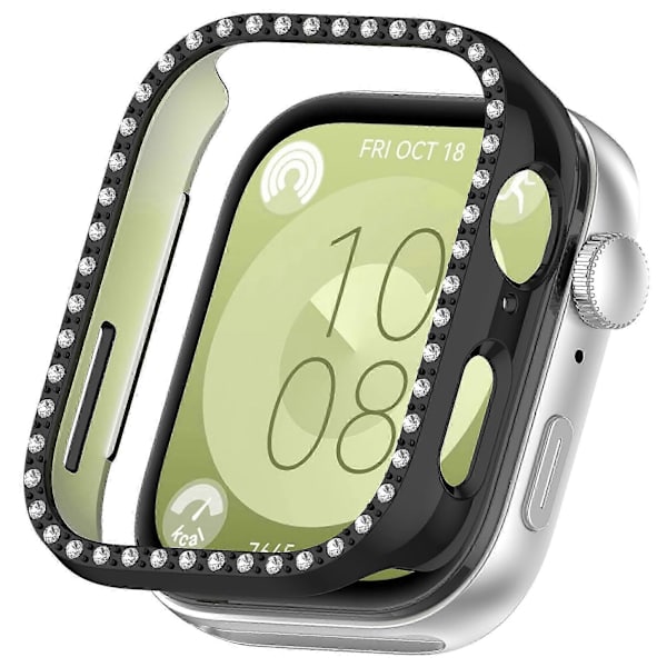 Halvt Skydd Ihåligt PC-skyddsfodral med Diamantdekor för Watch Fit 3 Electroplating Black