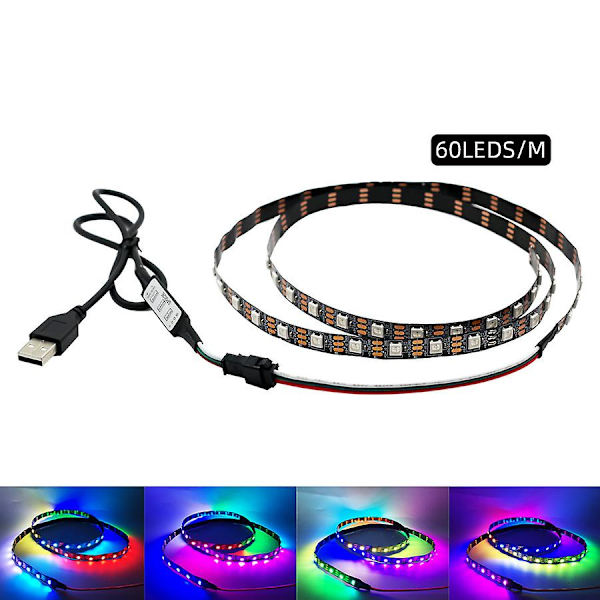 LED-remsa USB-driven 6,56 fot/200 cm regnbågsdrömfärgad LED-ljusremsa med RF-fjärrkontroll för TV-bakgrundsbelysning DIY inomhusspelrum Dekor