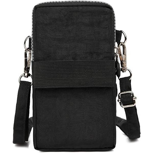 Dam flickor nylon design liten crossbody axelväska handledsväska handväskor(svart)
