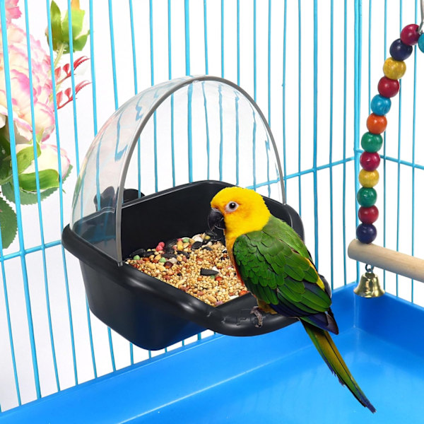 Fågelbadslåda Hängande fågelbadleksaker Undulatbur Badkar Papegojbadkar Vattendusch Matarbricka Fågelfoderbricka Fågelbad Burtillbehör Liten fågel Black