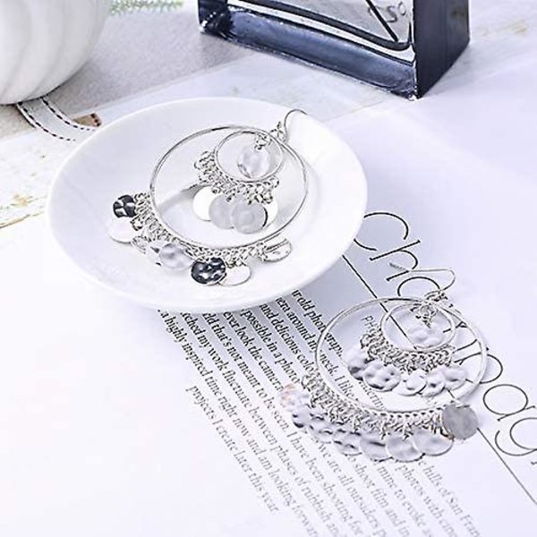 Bohemian Chandelier Coin Sequins Dangle Drop Øreringe Etniske Gypsy Perler Kvast Hoops Med Disk Charms Boho Øre Smykker Kvinder - -