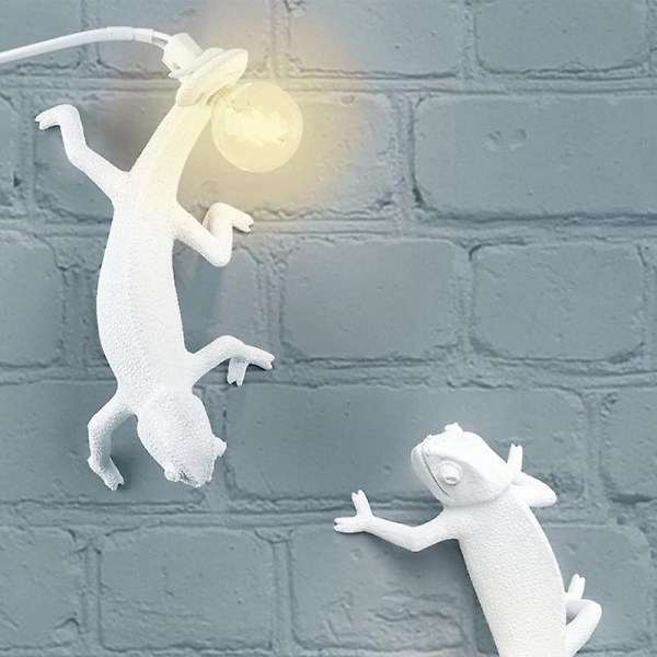 Kamæleon Lampe Soveværelse Resin Kamæleon Skrivebordslampe Sengelampe Væglampe UK Plug Upward Wall Lamp