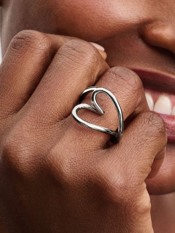 Pandora - Organisk Formet Hjertering - Sterlingsølv Circumference: 54mm