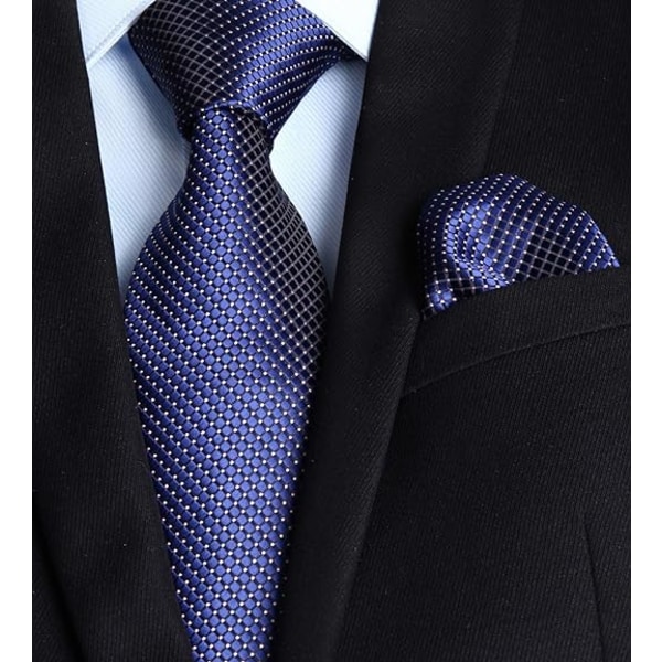 Bröllopsslips och fickor med prickband för män, fyrkantig extra lång slips och set för män Klassiskt modeföretag