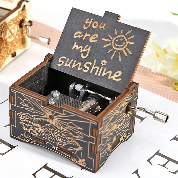 Uusi You Are My Sunshine -musiikkilaatikko, kaiverruskuvio, puinen käsikäyttöinen soittorasia, syntymäpäivälahja, äitienpäivälahja äidille A
