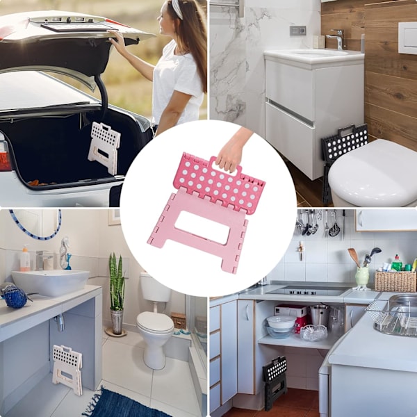 Fällbar pall för barn - Robust halkfri hopfällbar pall för barn och vuxna för hem- och utomhusbruk (rosa)