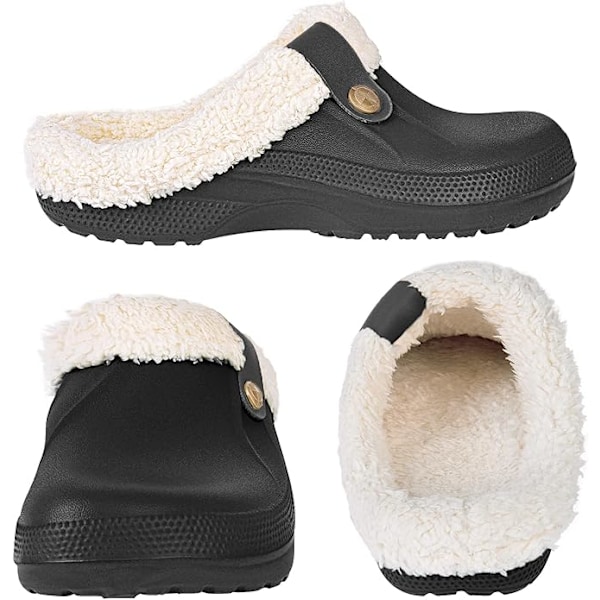 Dame Vinter Pels Tøfler Vandtætte Slippers Foret Tøfler Pels Tøfler Fluffy Slip-on Have Skoe Varm Plys Hjem Hus Tøfler Indendørs Udendørs-5.5/6.5 UK