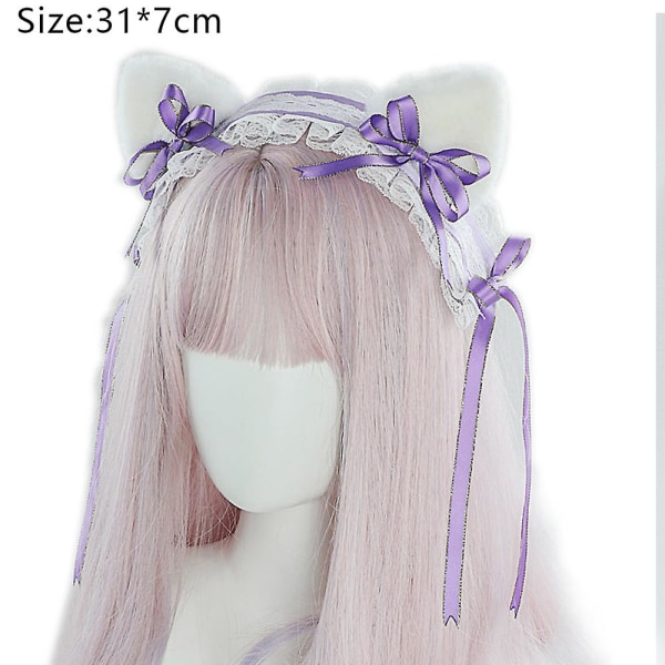 Lolita Cat Ears Headdress Maid Lace Hair Party Accessories Cute Headbands Sweet Hairpin Black