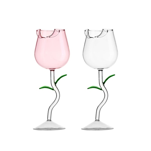 Rosblommiga Vinglas 150/280ml Rosformad Vinglas Rosparty Vinglas Green 280ml