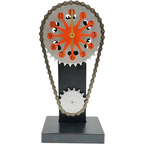 Vintage roterende gear ur bordur, Steampunk ur med bevægelige gear, personligt kreativt metal timing kæde ur, til stue kontor Des Orange