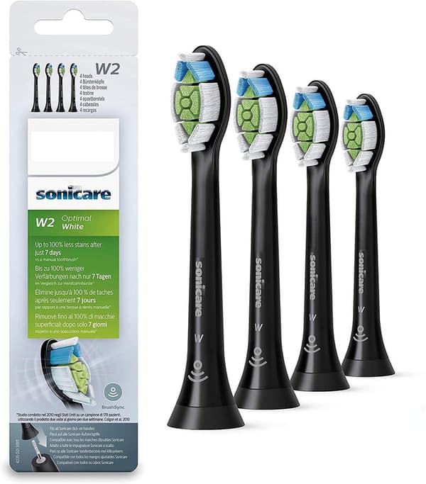 4 erstatningsbørstehoder for Philips Sonicare W2 W2 Black
