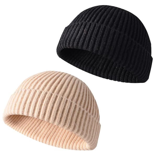 Fiskaremössa för män och kvinnor, vintervarma mössor svart+beige Black*beige