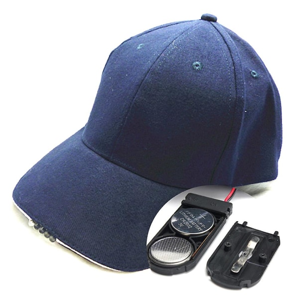 Camo cap med pannlampa Bright LED-ljus Unisex män ficklampa hatt Navy Blue