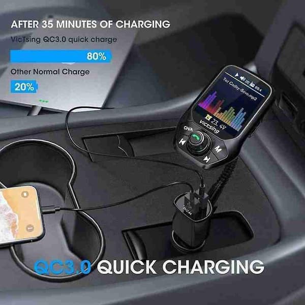 Bluetooth-yhteensopiva auton FM-lähetin Mp3-soitin Hands Radio -sovitin