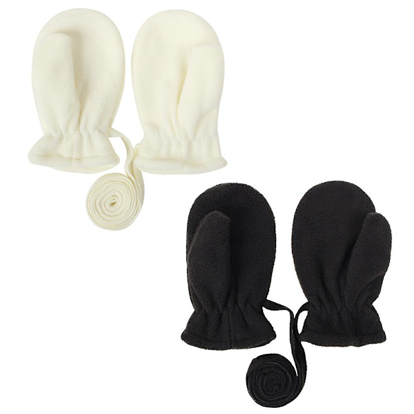 Kaldebestandige og varme fleece-hengerhalsvotter S Beige -  black