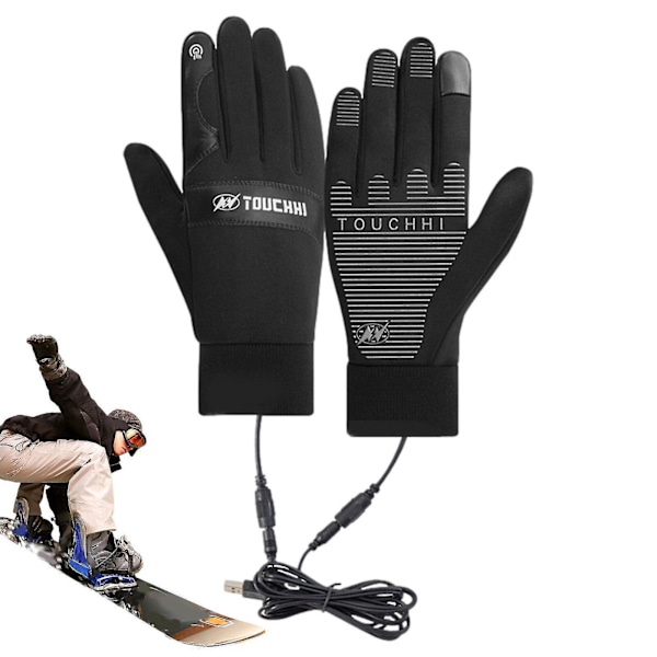 Usb Heated Gloves Waterproof Rechargeable Touchscreen Skiing Gloves For Men