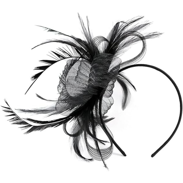 Kvinnlig Fascinator Hatt Blomma Bröllop Fascinator Hårband Fjäder Flapper Brud Hårprydnad Huvudbonader Pillbox Hatt Bowler Mini Topphatt