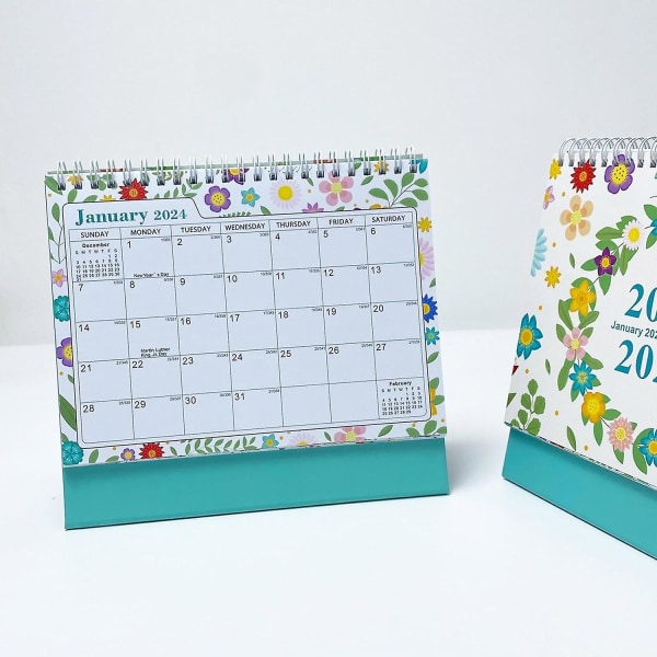 2024-2025 Skrivbordskalender - Stående Flip-skrivbordskalender 2024-2025, januari 2024 till juni 2025, 18 månaders skrivbordskalender med tjockt papper Spring flowers bloom
