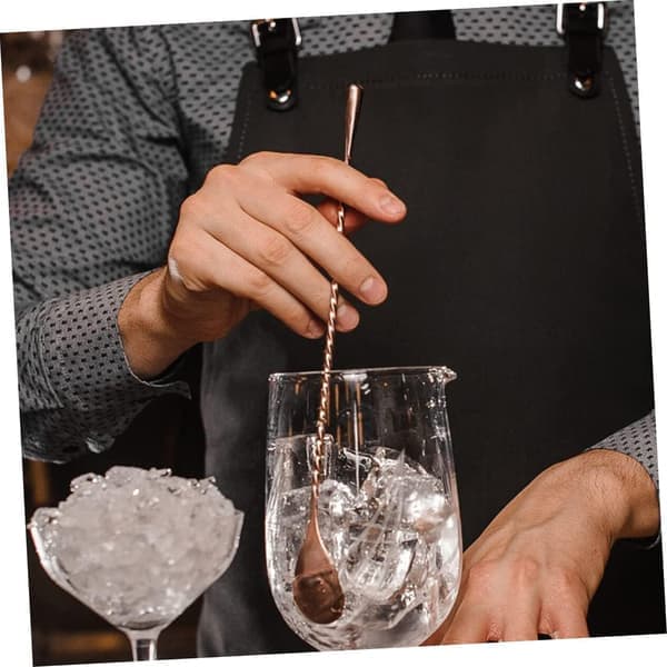 2 stk. cocktailrøreskjeer i rustfritt stål med dråpeformet ende, spiralformet barcocktailskje