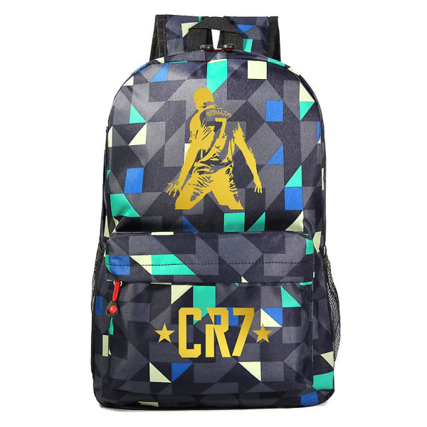 Cr7 Ryggsekker Skoleveske For Gutter Jenter Tenåringer Canvas Reiseveske Vanntett Laptop Ryggsekk Rhombic blue